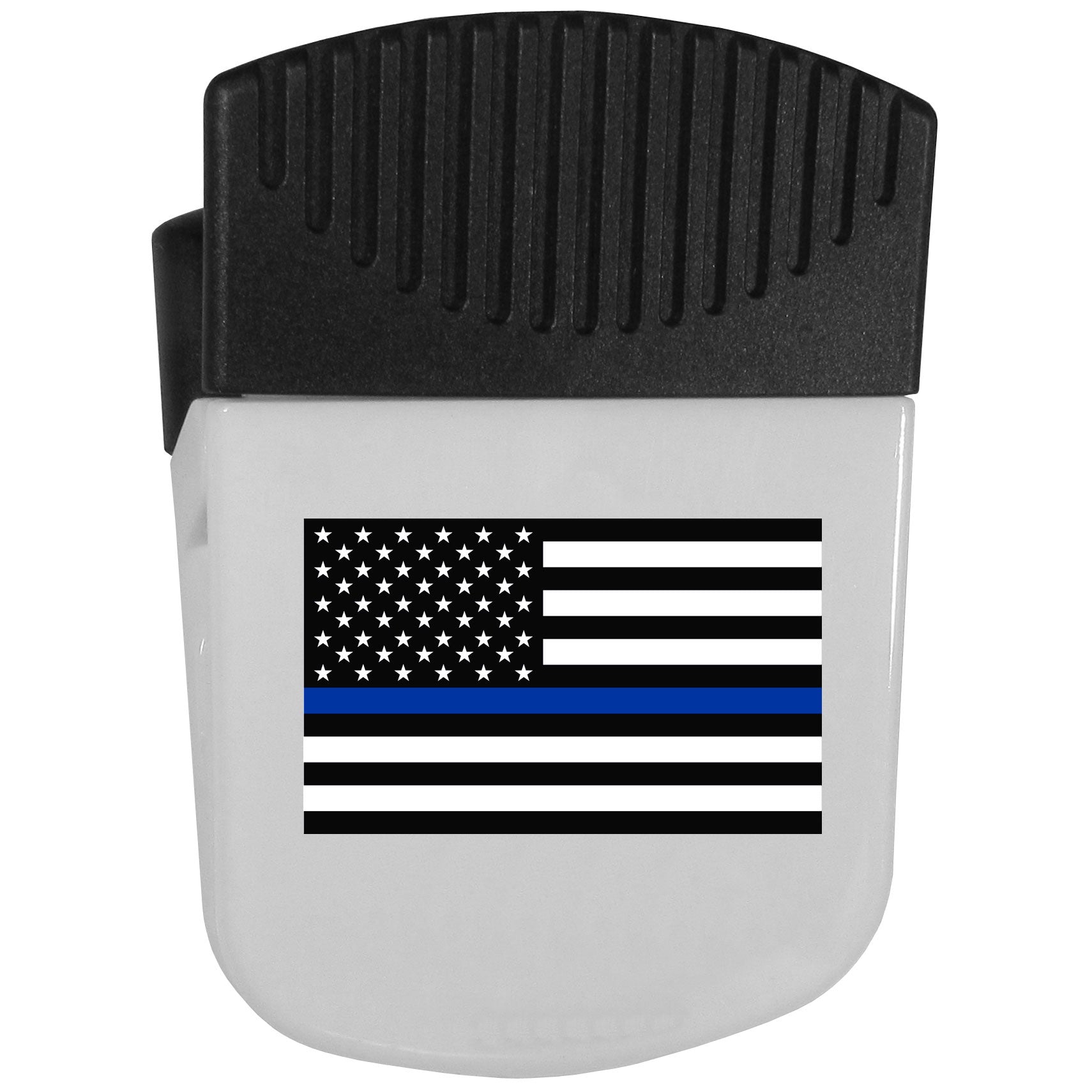 Thin Blue Line Police Flag Chip Clip Magnet With Bottle Opener