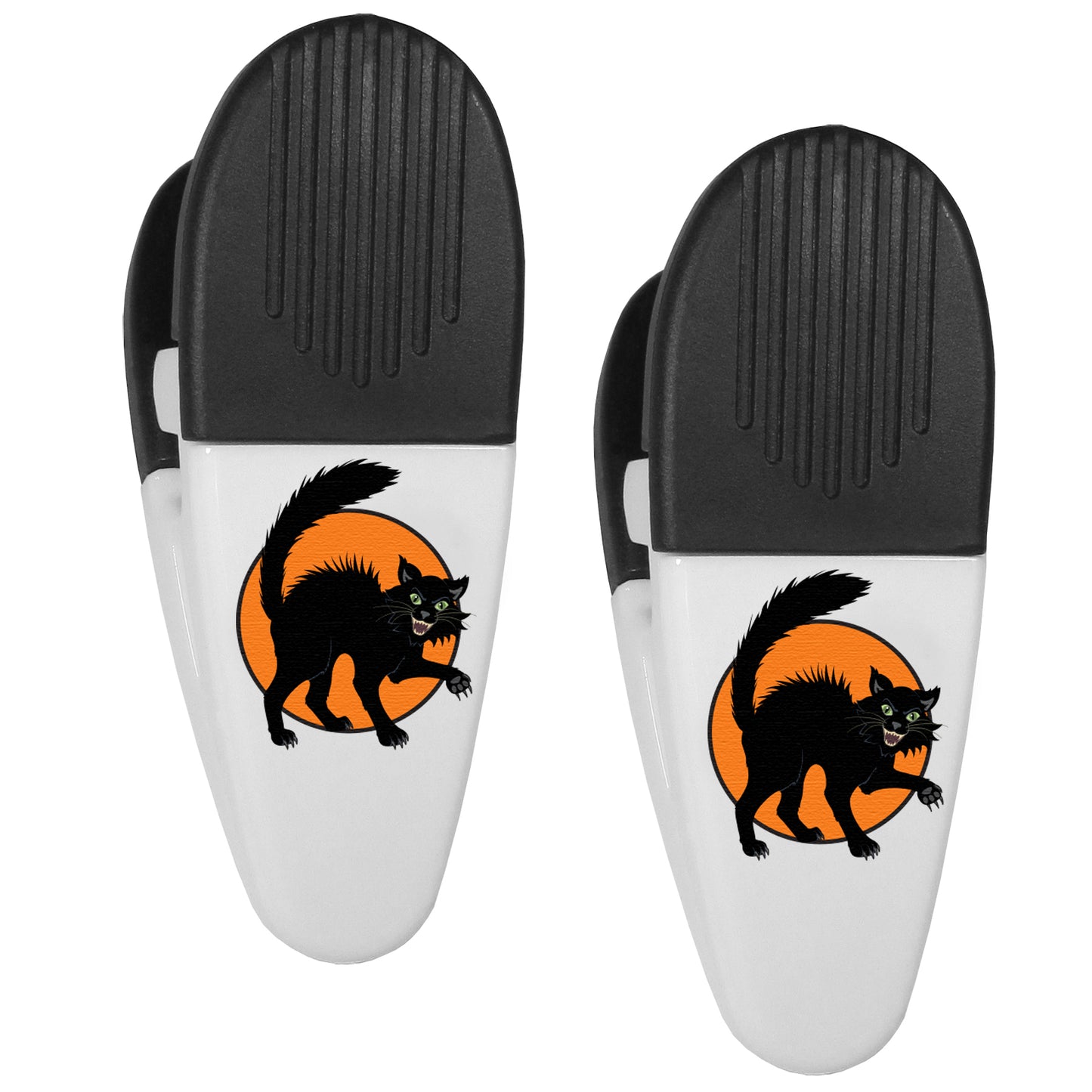 Hissing Black Cat Mini Chip Clip Magnets, 2 pk