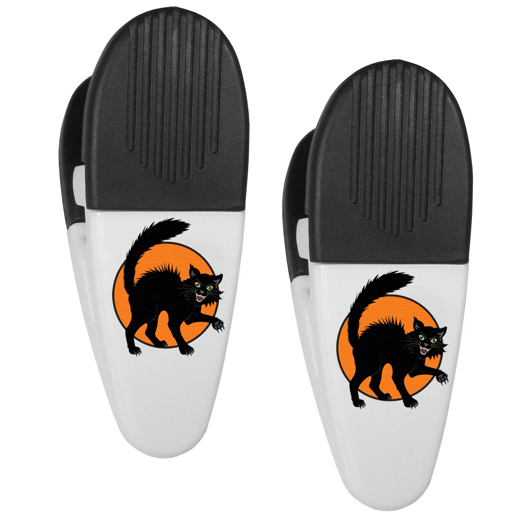 Hissing Black Cat Mini Chip Clip Magnets, 2 pk