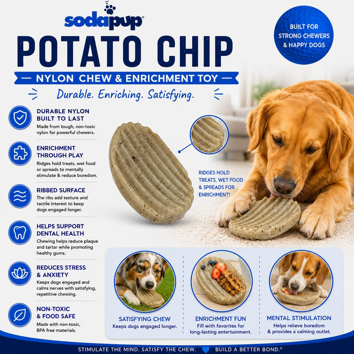 Potato Chip Nylon Chew & Enrichment Toy | 2-in-1 for Aggressive Chewers | SodaPup - SodaPup/True Dogs, LLC - Flyclothing LLC