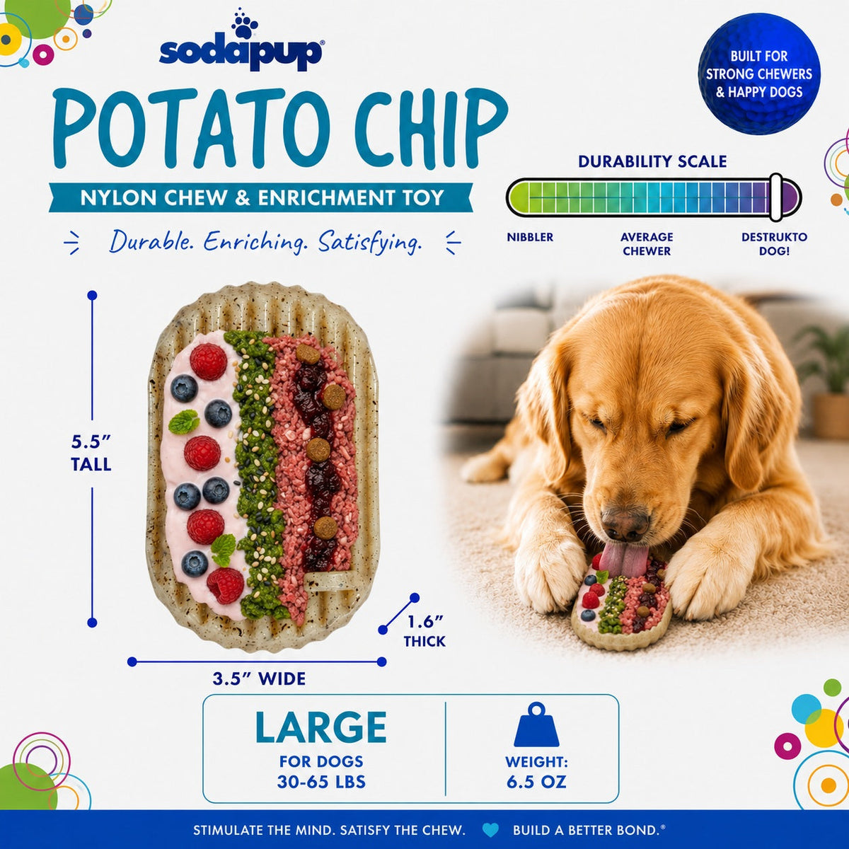 Potato Chip Nylon Chew & Enrichment Toy | 2-in-1 for Aggressive Chewers | SodaPup - SodaPup/True Dogs, LLC - Flyclothing LLC