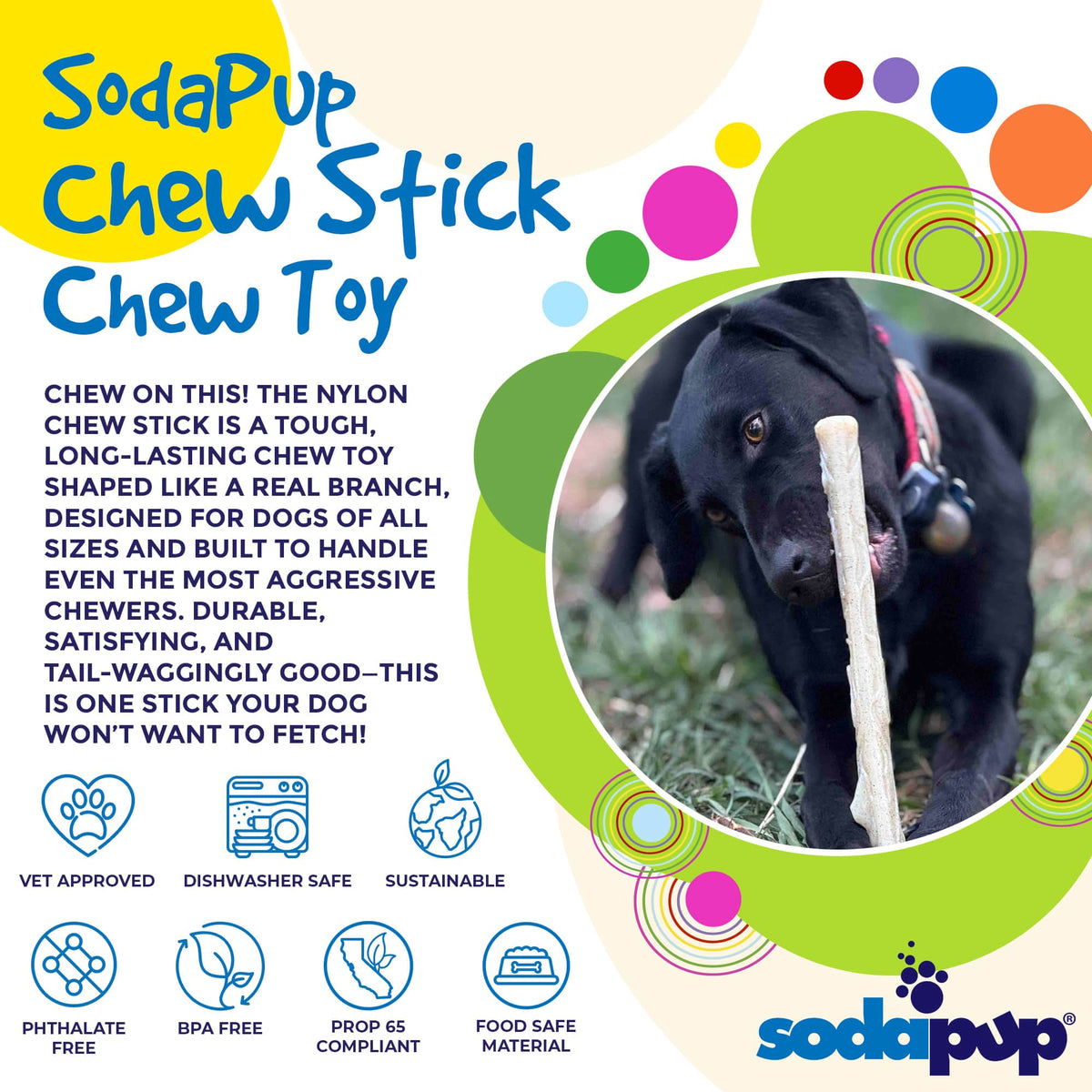 Durable Nylon Glow in the Dark Chew Stick for Power Chewers | USA Made | SodaPup - SodaPup/True Dogs, LLC - Flyclothing LLC