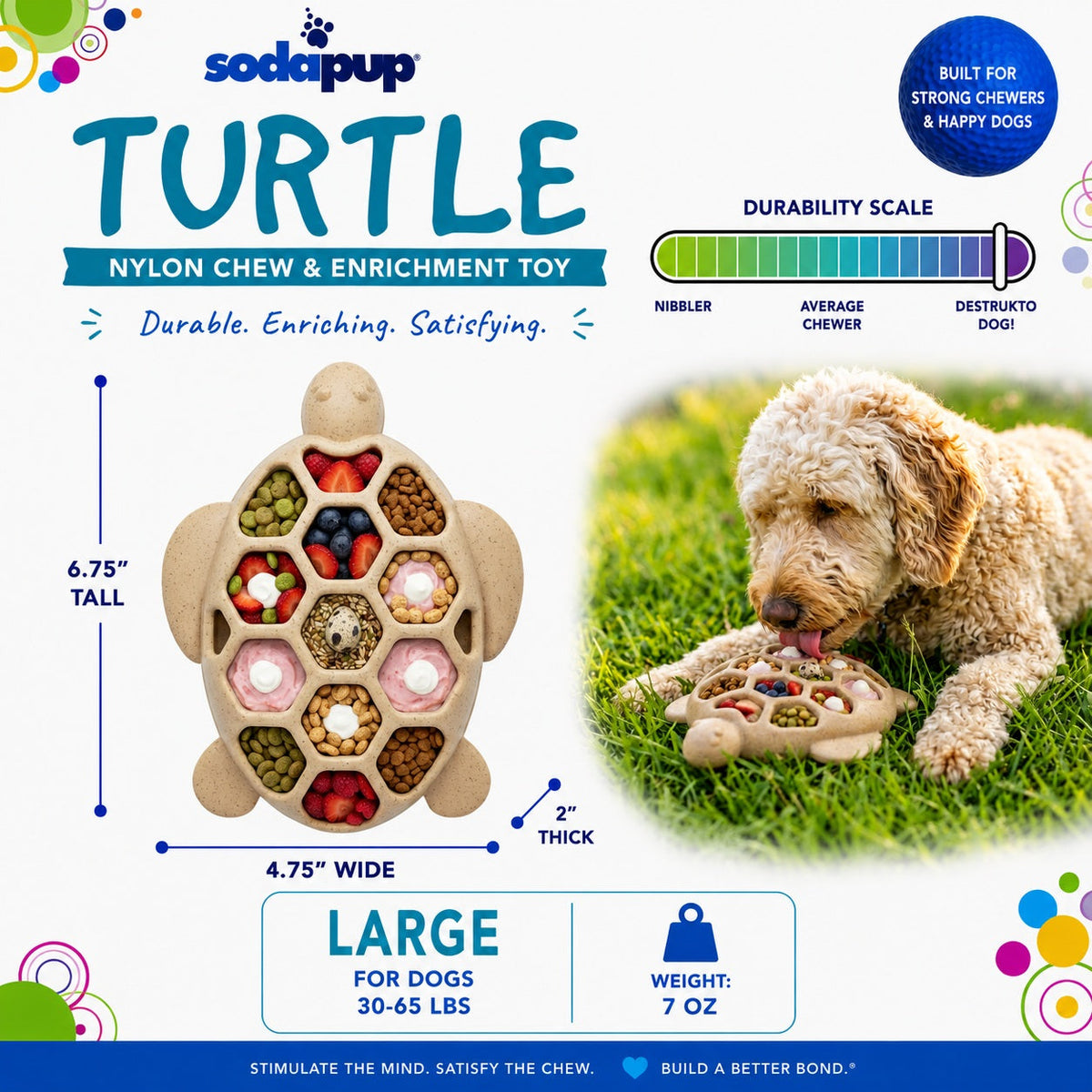 Turtle Nylon Chew Toy - Ultra-Durable Enrichment Toy for Power Chewers USA - SodaPup/True Dogs, LLC - Flyclothing LLC