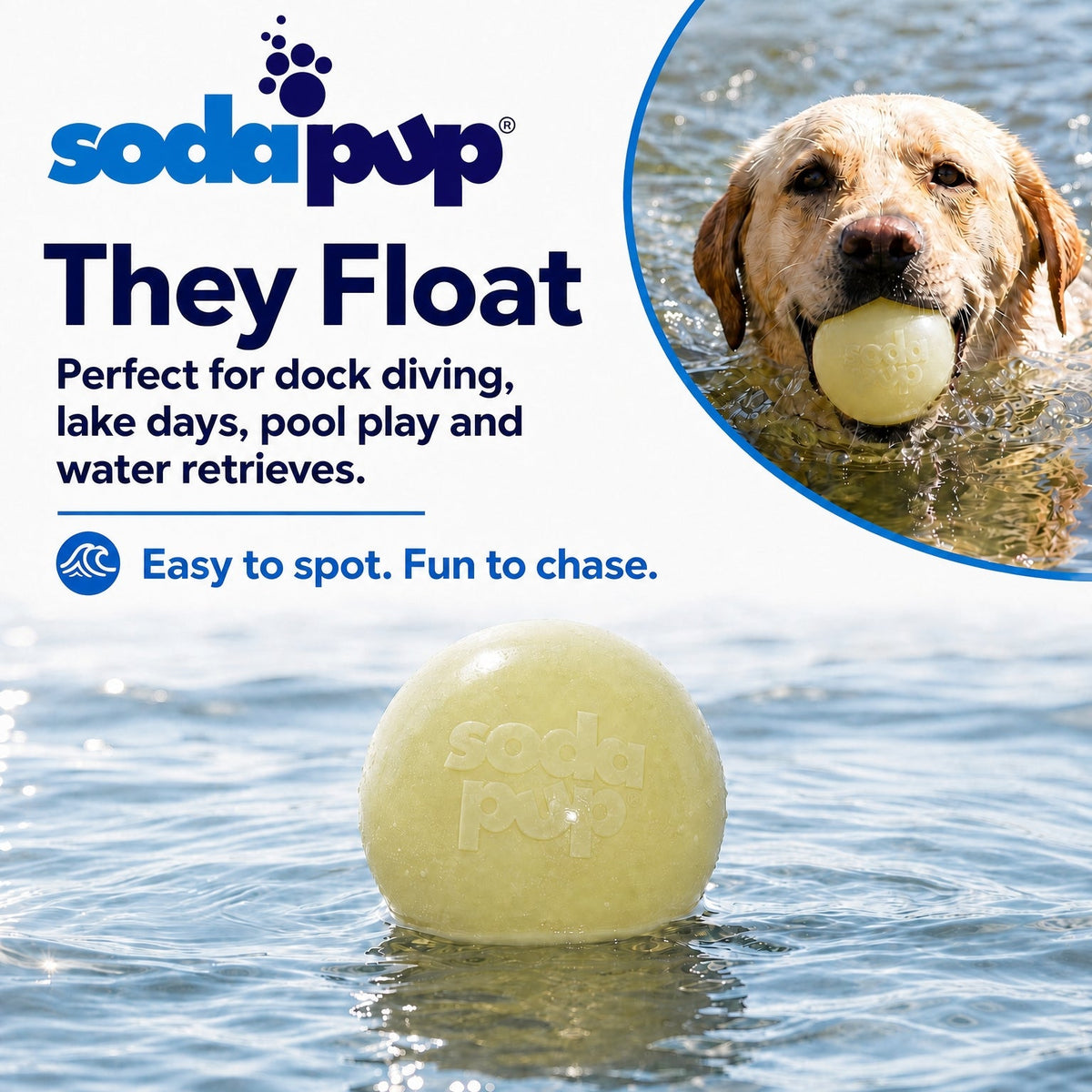 Glow in the Dark Glitter Ball 2-Pack Dog Toy | Soft PUP-X Rubber Floating Fetch Ball with Treat Dispenser | USA Made - SodaPup/True Dogs, LLC - Flyclothing LLC