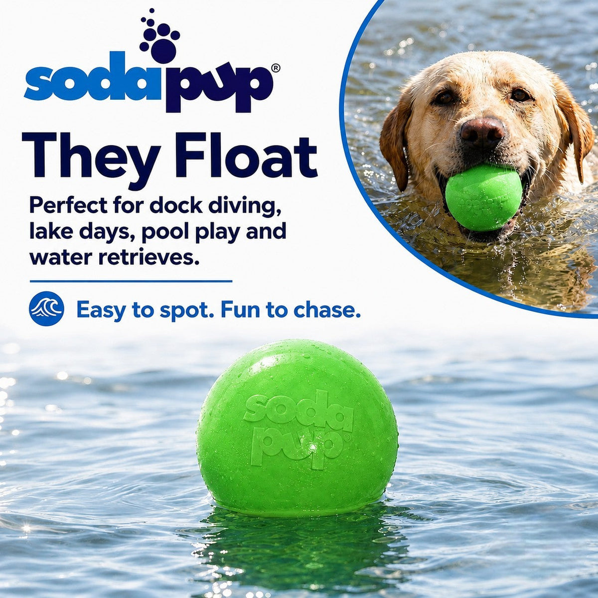 Green Glitter Ball 2-Pack Dog Toy | Soft PUP-X Rubber Floating Fetch Ball with Treat Dispenser | USA Made - SodaPup/True Dogs, LLC - Flyclothing LLC