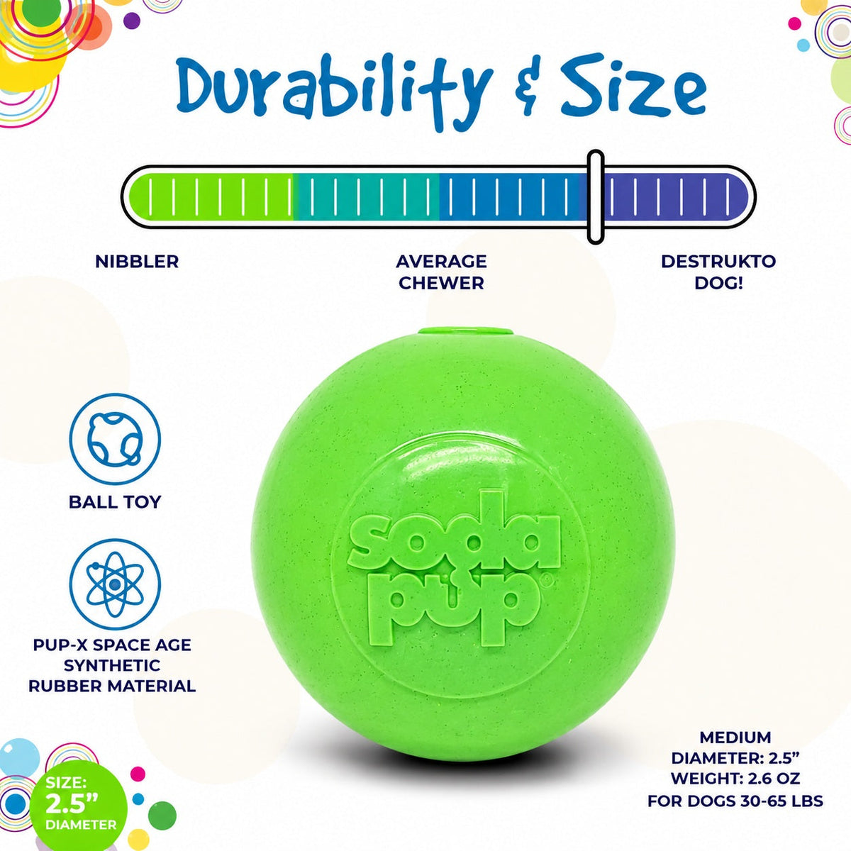 Green Glitter Ball 2-Pack Dog Toy | Soft PUP-X Rubber Floating Fetch Ball with Treat Dispenser | USA Made - SodaPup/True Dogs, LLC - Flyclothing LLC