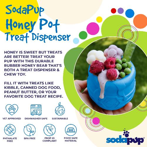 Honey Pot Dog eCup Treat Dispenser | Durable PUP-X Rubber Enrichment Toy | USA Made - SodaPup/True Dogs, LLC - Flyclothing LLC