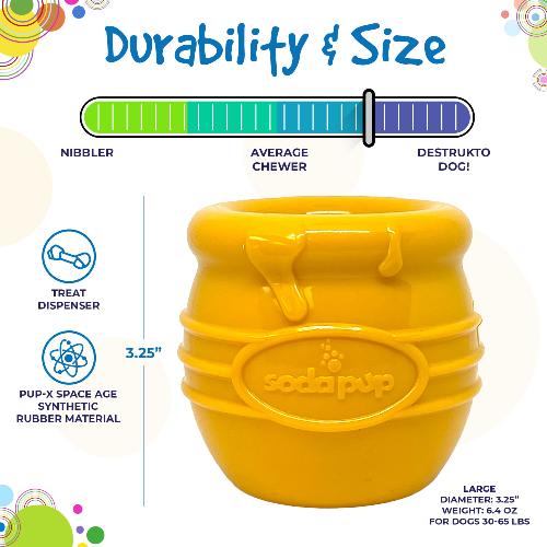Honey Pot Dog eCup Treat Dispenser | Durable PUP-X Rubber Enrichment Toy | USA Made - SodaPup/True Dogs, LLC - Flyclothing LLC