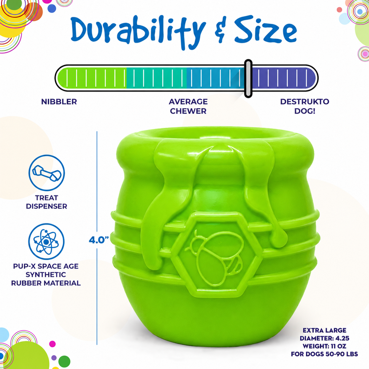 Honey Pot Dog eCup Treat Dispenser | Durable PUP-X Rubber Enrichment Toy | USA Made - Limited Edition Apple Green - SodaPup/True Dogs, LLC - Flyclothing LLC