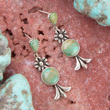 Floral Turquoise and Sterling Silver Drop Earrings - Barse Jewelry
