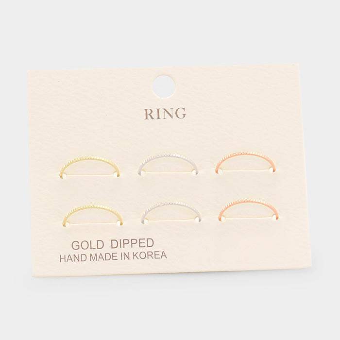 6PCS - Gold Dipped Metal Rings - Madeline Love - Flyclothing LLC