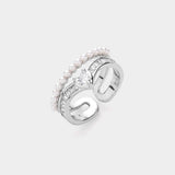 Heart Stone Pointed Pearl Paved Layered Ring - Madeline Love - Flyclothing LLC