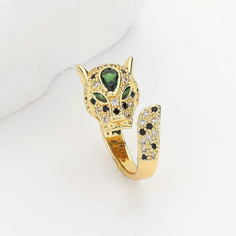 CZ Stone Paved Brass Metal Leopard Ring - Madeline Love - Flyclothing LLC