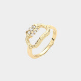 Rhinestone Embellished Curved Open Oval Ring - Madeline Love - Flyclothing LLC