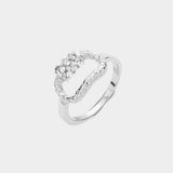 Rhinestone Embellished Curved Open Oval Ring - Madeline Love - Flyclothing LLC