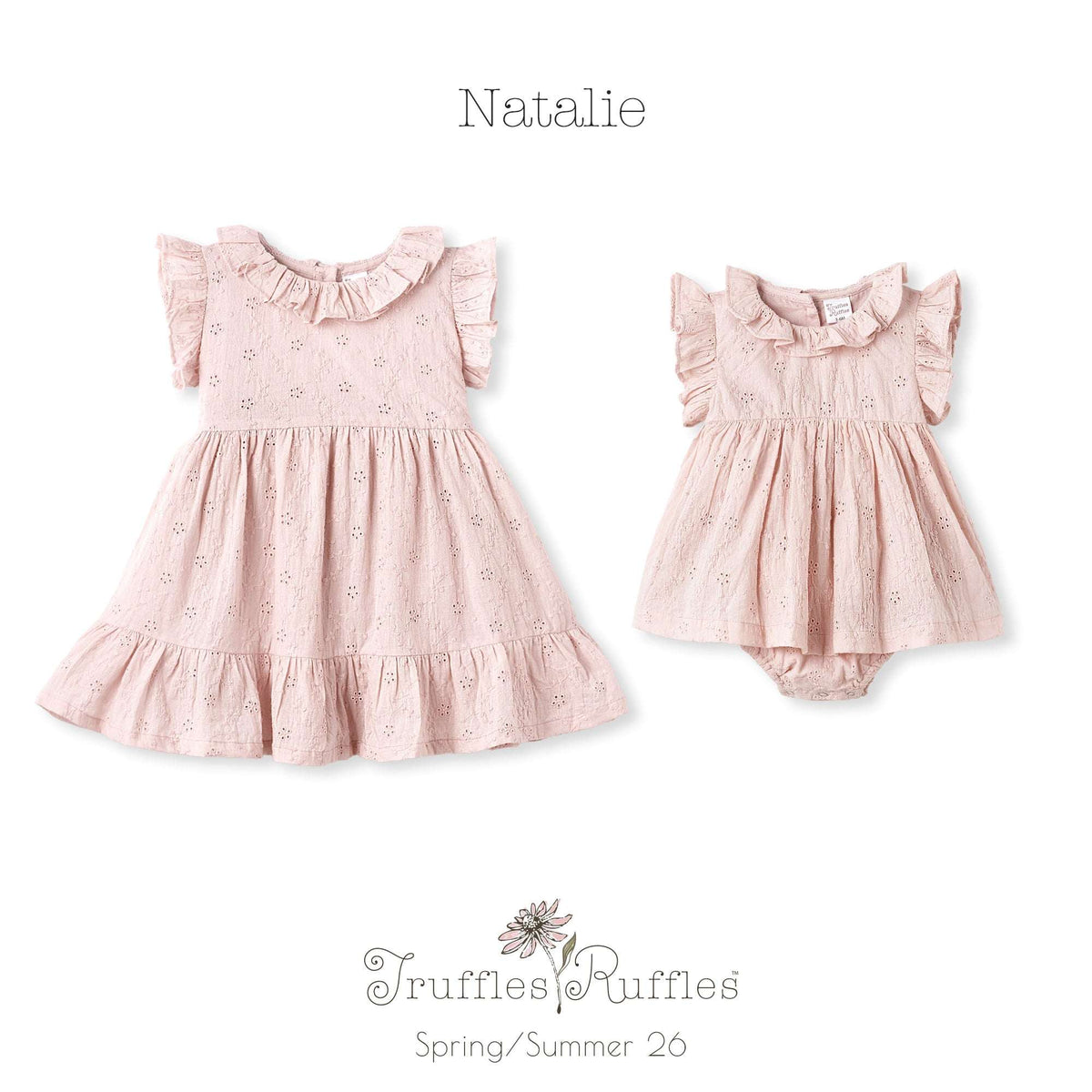 Eyelet Girl's Cotton Dress for Special Occasions - Pink - Tesa Babe - Flyclothing LLC