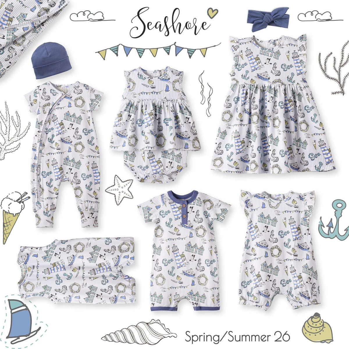 Seashore Stroller Blanket – Soft Bamboo Baby Blanket - Tesa Babe - Flyclothing LLC