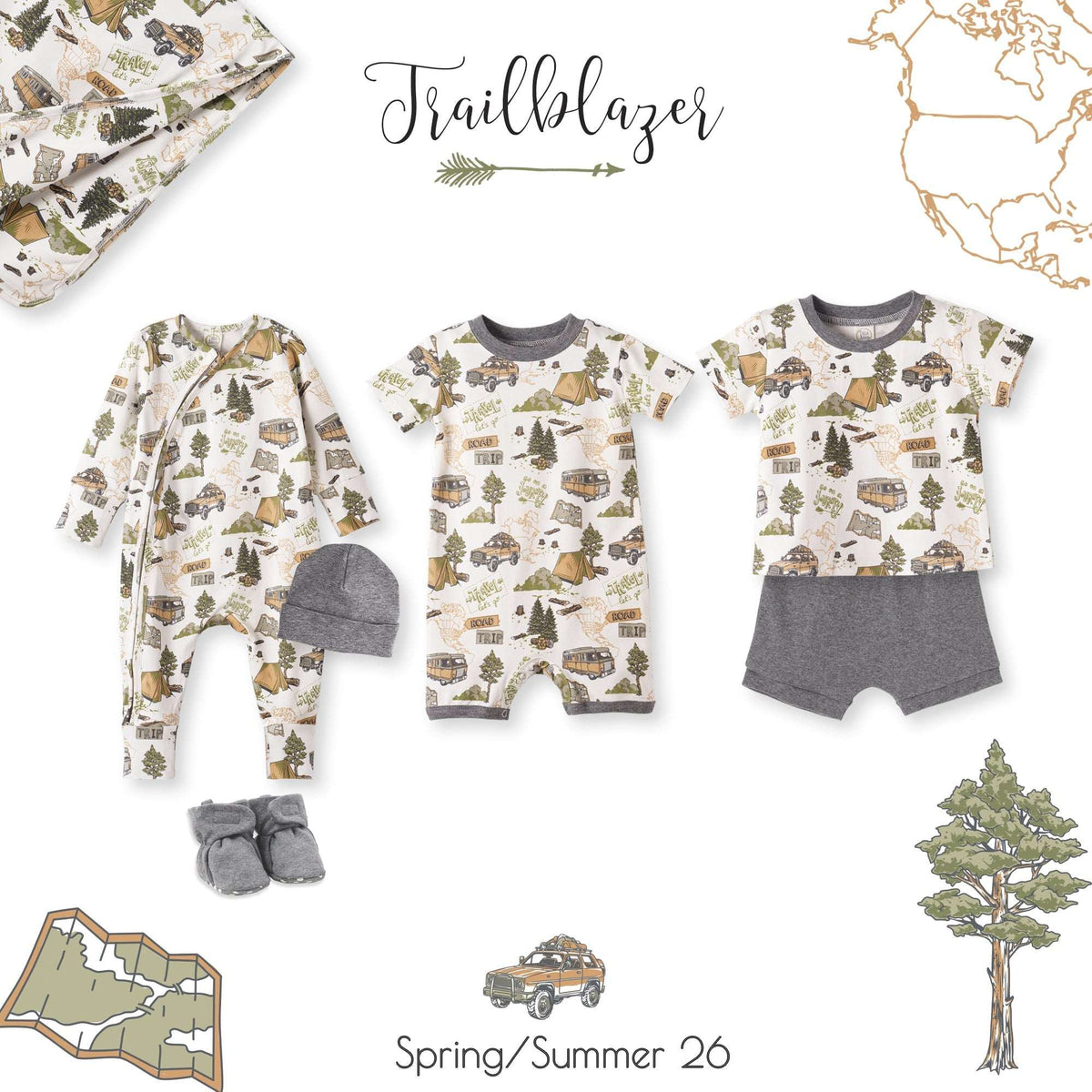Trailblazer Bamboo Zipper Convertible Romper for Baby Boys - Tesa Babe - Flyclothing LLC