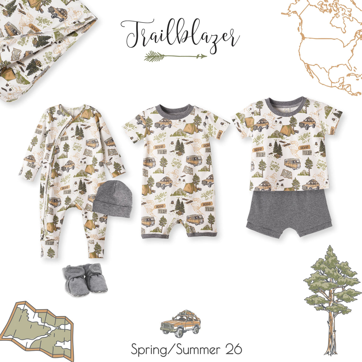 Trailblazer Soft Bamboo Shortall Romper for Baby Boys - Tesa Babe - Flyclothing LLC