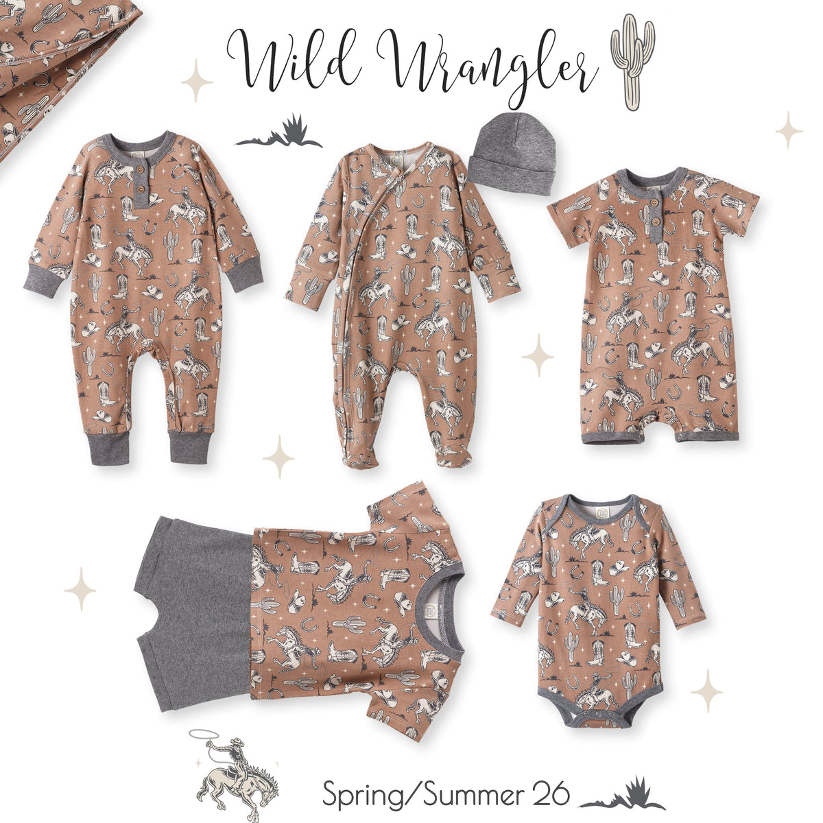 Wild Wrangler/Brown Western Cowboy Bamboo Baby Boy Bodysuit - Tesa Babe - Flyclothing LLC