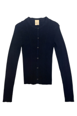 Ribbed Knit Cardigan in Navy