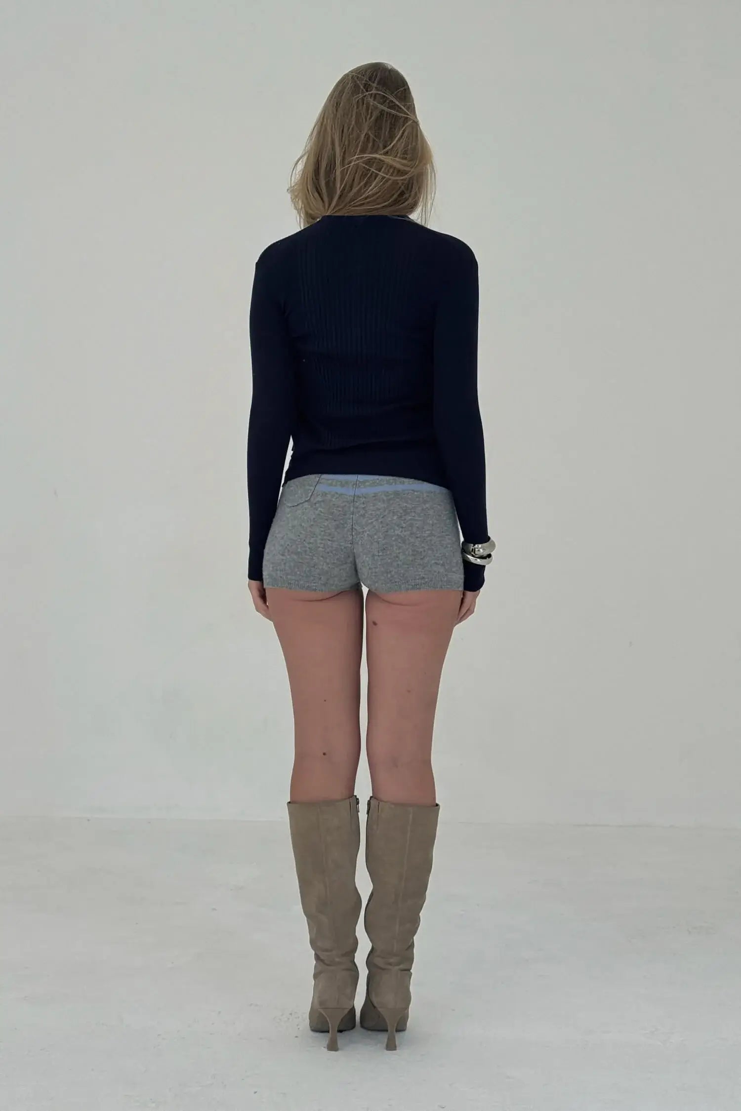 Ribbed Knit Cardigan in Navy