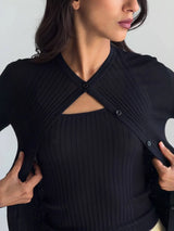 RIBBED KNIT TANK TOP IN BLACK