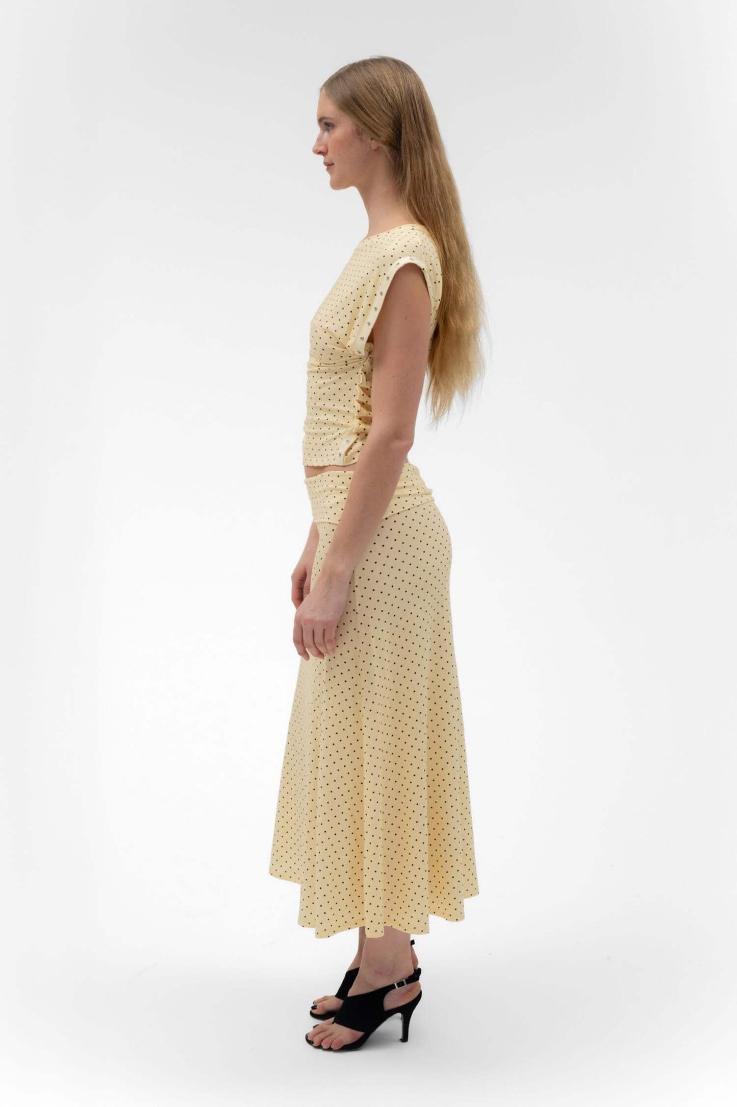 FOLDOVER FLARED MAXI SKIRT IN BUTTER - findmenowthelabel - Flyclothing LLC