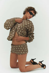 FABIO VOILE JACKET IN CREAM AND MOCHA