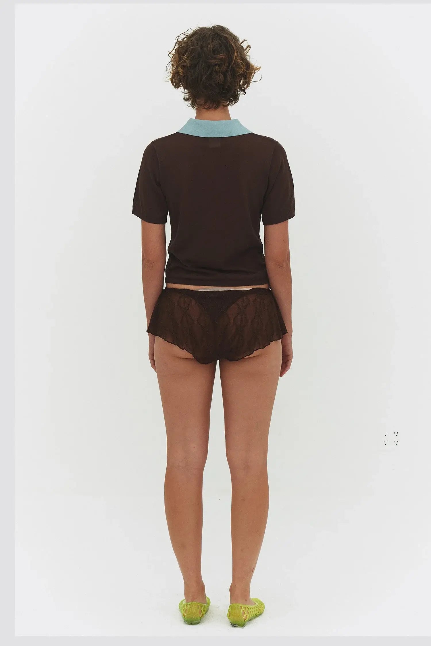 ARACI KNIT POLO TOP IN COCOA CREAM