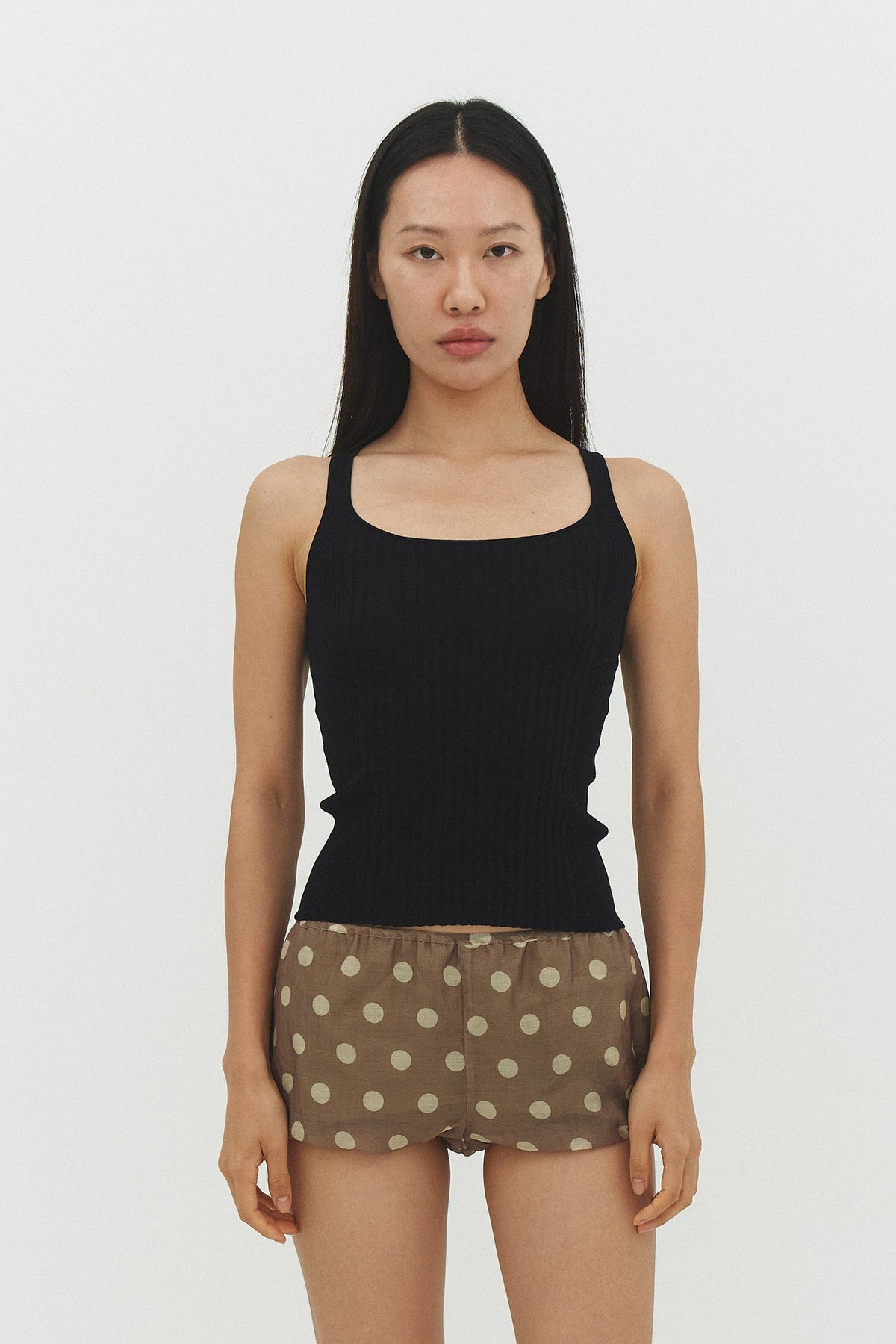 RIBBED KNIT TANK TOP IN BLACK - findmenowthelabel - Flyclothing LLC