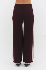 CASHMERE WOOL STRIPE WIDE-LEG PANT IN RASPBERRY