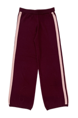 CASHMERE WOOL STRIPE WIDE-LEG PANT IN RASPBERRY