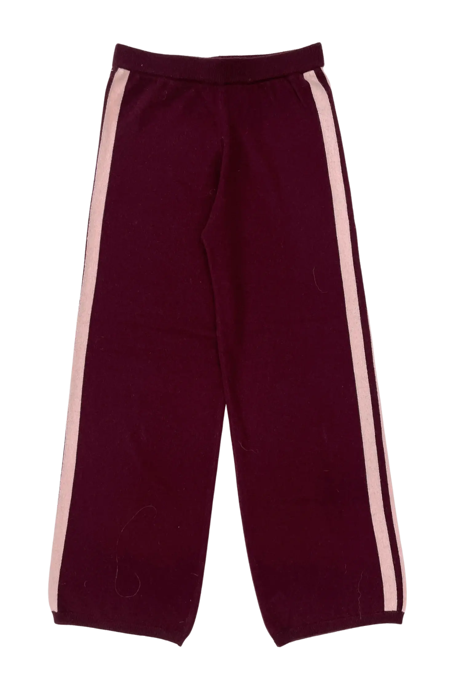 CASHMERE WOOL STRIPE WIDE-LEG PANT IN RASPBERRY