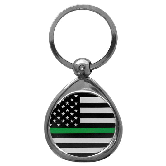 Thin Green Line Army Flag Chrome Key Chain - Army - Flyclothing LLC
