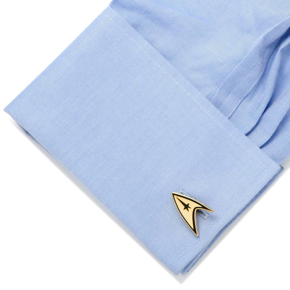 Star Trek Gold Plated Delta Shield Cufflinks - Cufflinks.com - Flyclothing LLC