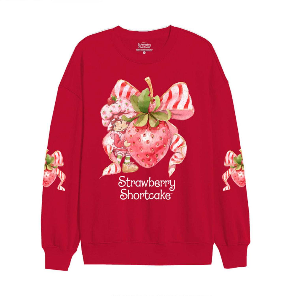 Strawberry Shortcake Bow Candy Canes Juniors Sweatshirt - Strawberry Shortcake - Flyclothing LLC