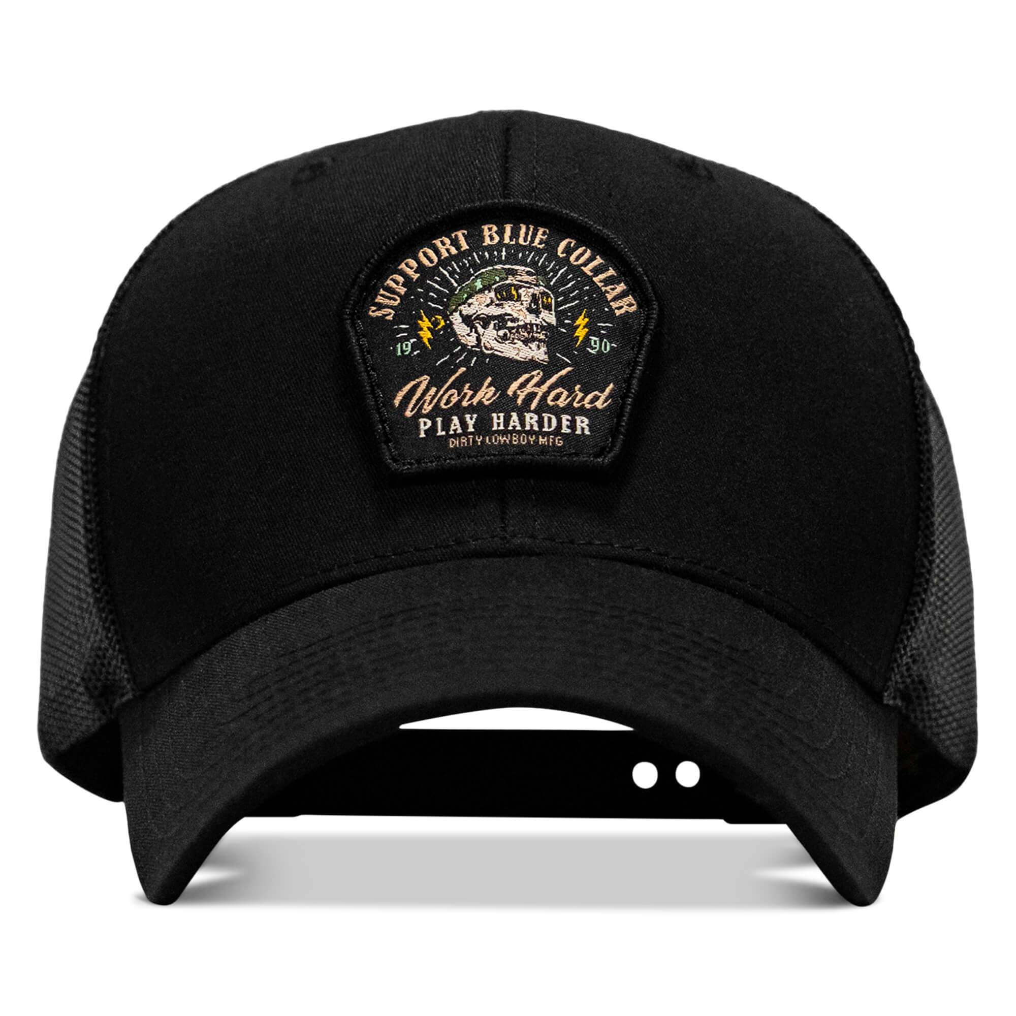 Work Hard Play Harder | Support Blue Collar Patch Snapback Hat - DIRTY COWBOY USA - Flyclothing LLC