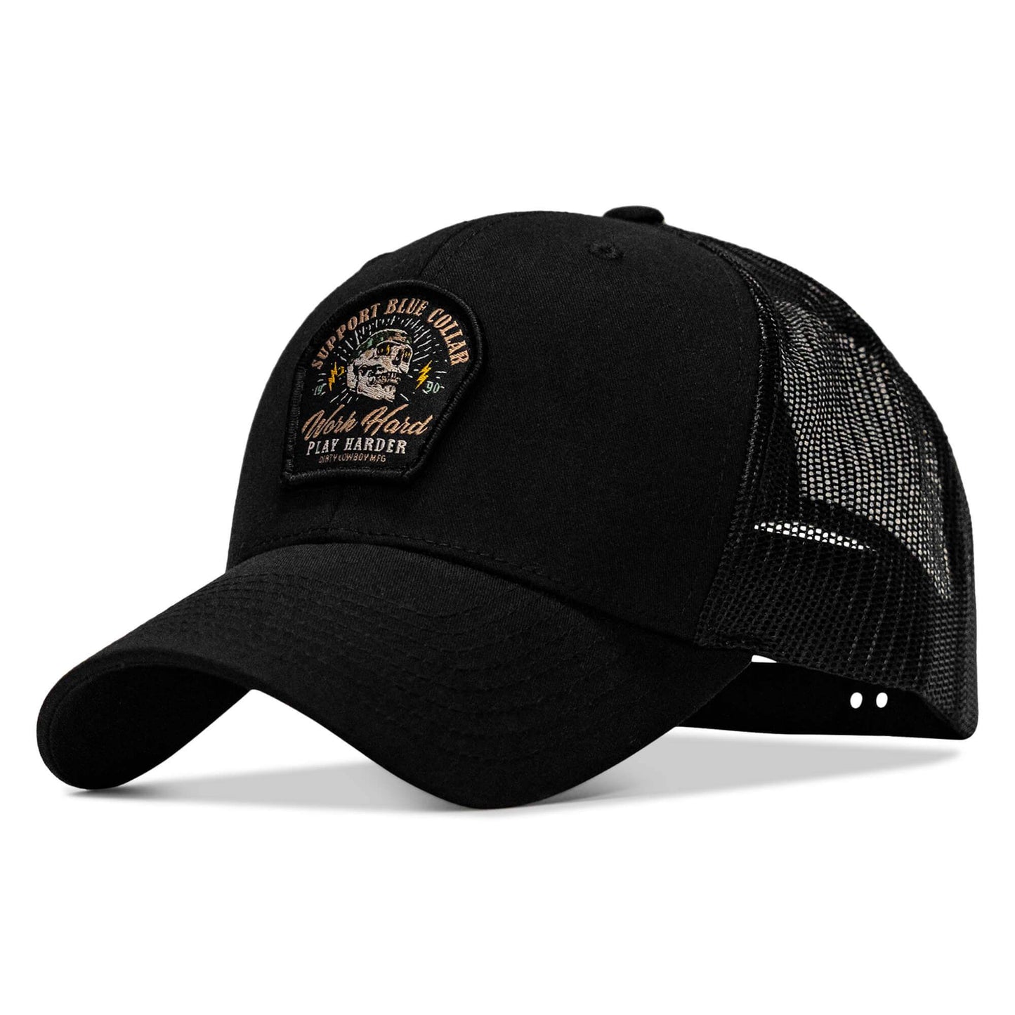 Work Hard Play Harder | Support Blue Collar Patch Snapback Hat - DIRTY COWBOY USA - Flyclothing LLC