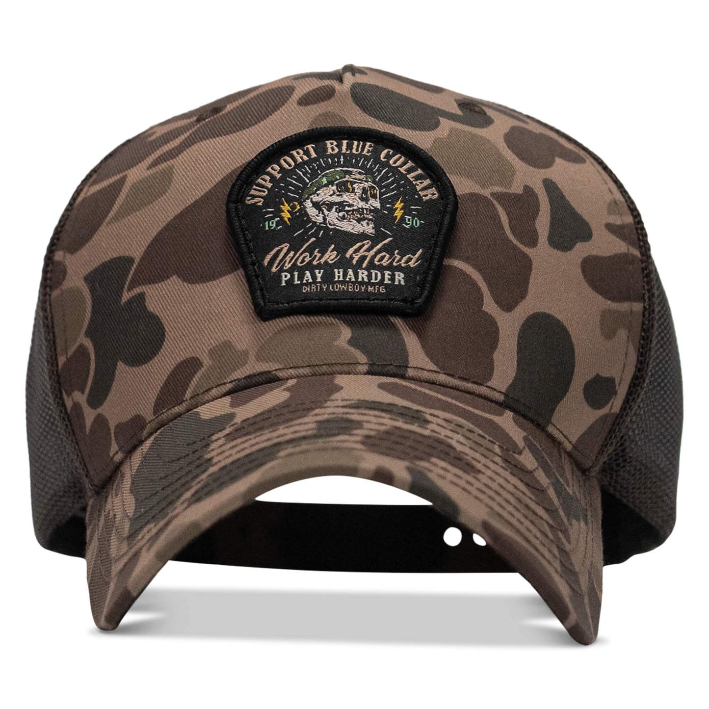 Work Hard Play Harder | Support Blue Collar Patch Snapback Hat - DIRTY COWBOY USA - Flyclothing LLC