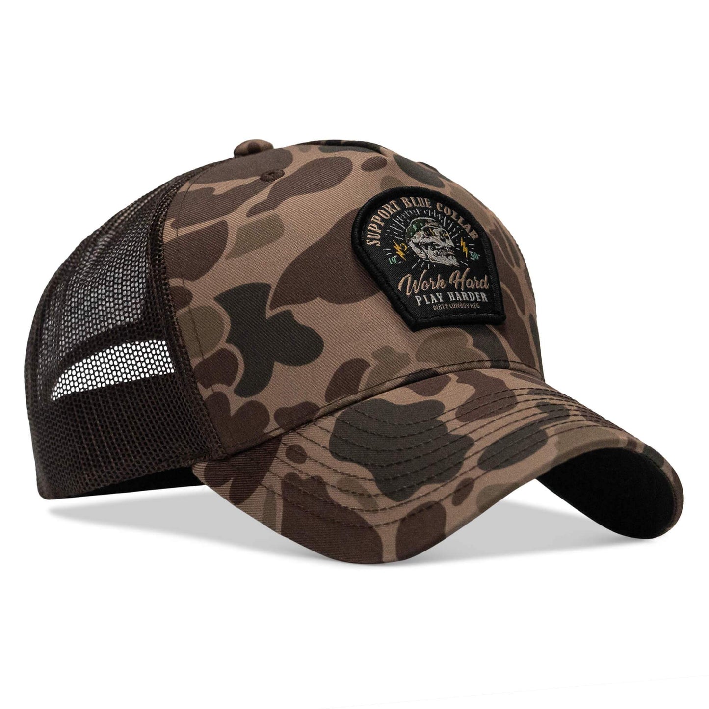 Work Hard Play Harder | Support Blue Collar Patch Snapback Hat - DIRTY COWBOY USA - Flyclothing LLC