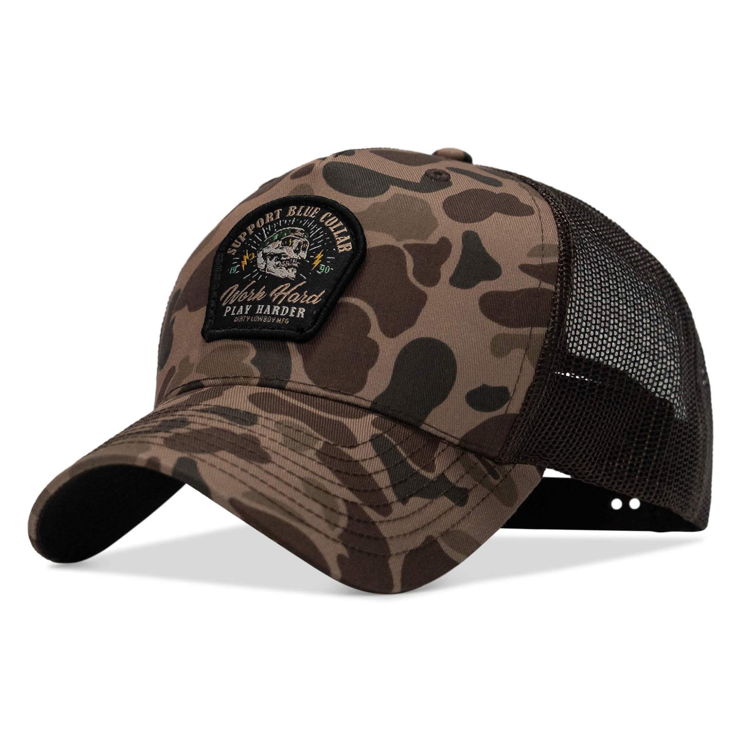 Work Hard Play Harder | Support Blue Collar Patch Snapback Hat - DIRTY COWBOY USA - Flyclothing LLC