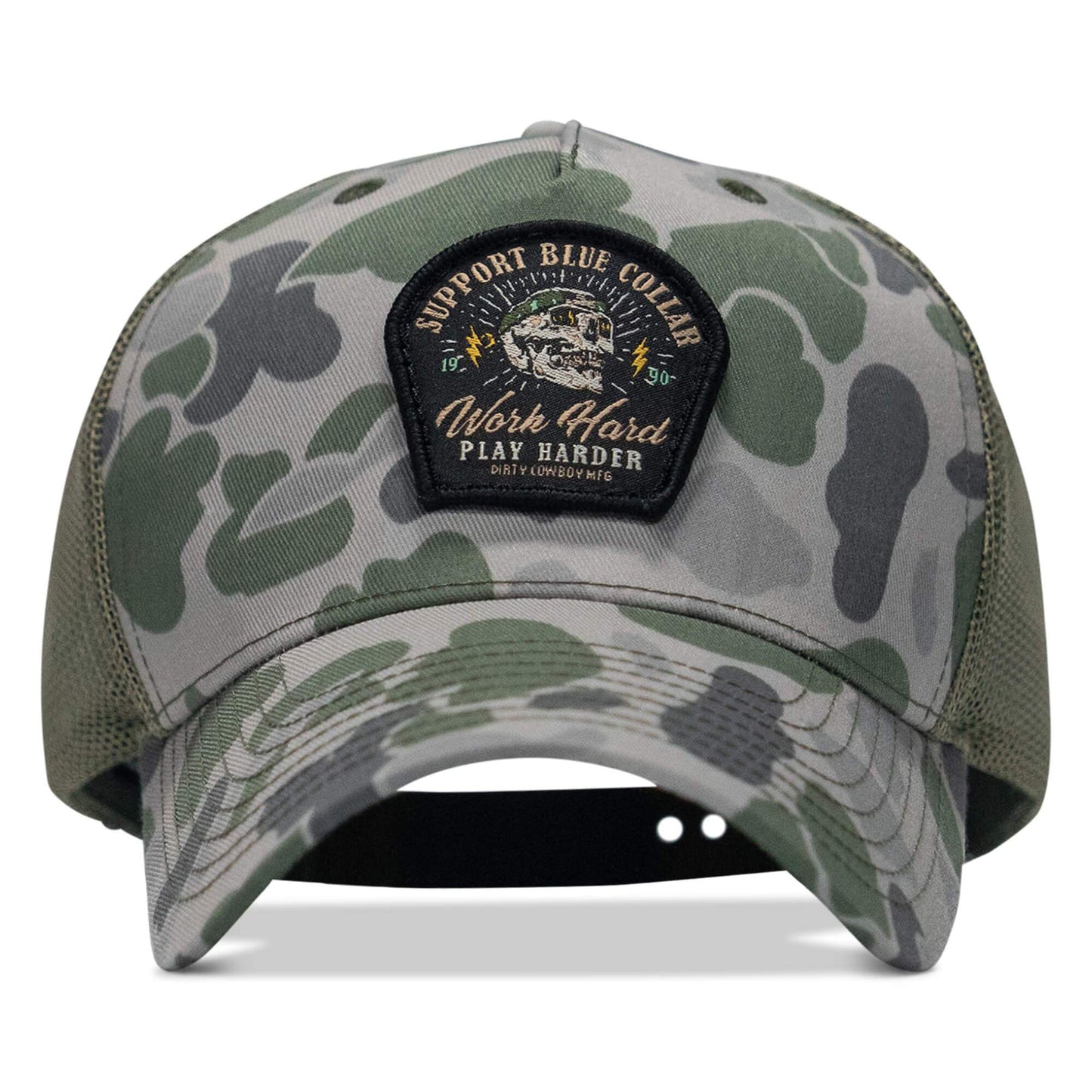 Work Hard Play Harder | Support Blue Collar Patch Snapback Hat - DIRTY COWBOY USA - Flyclothing LLC