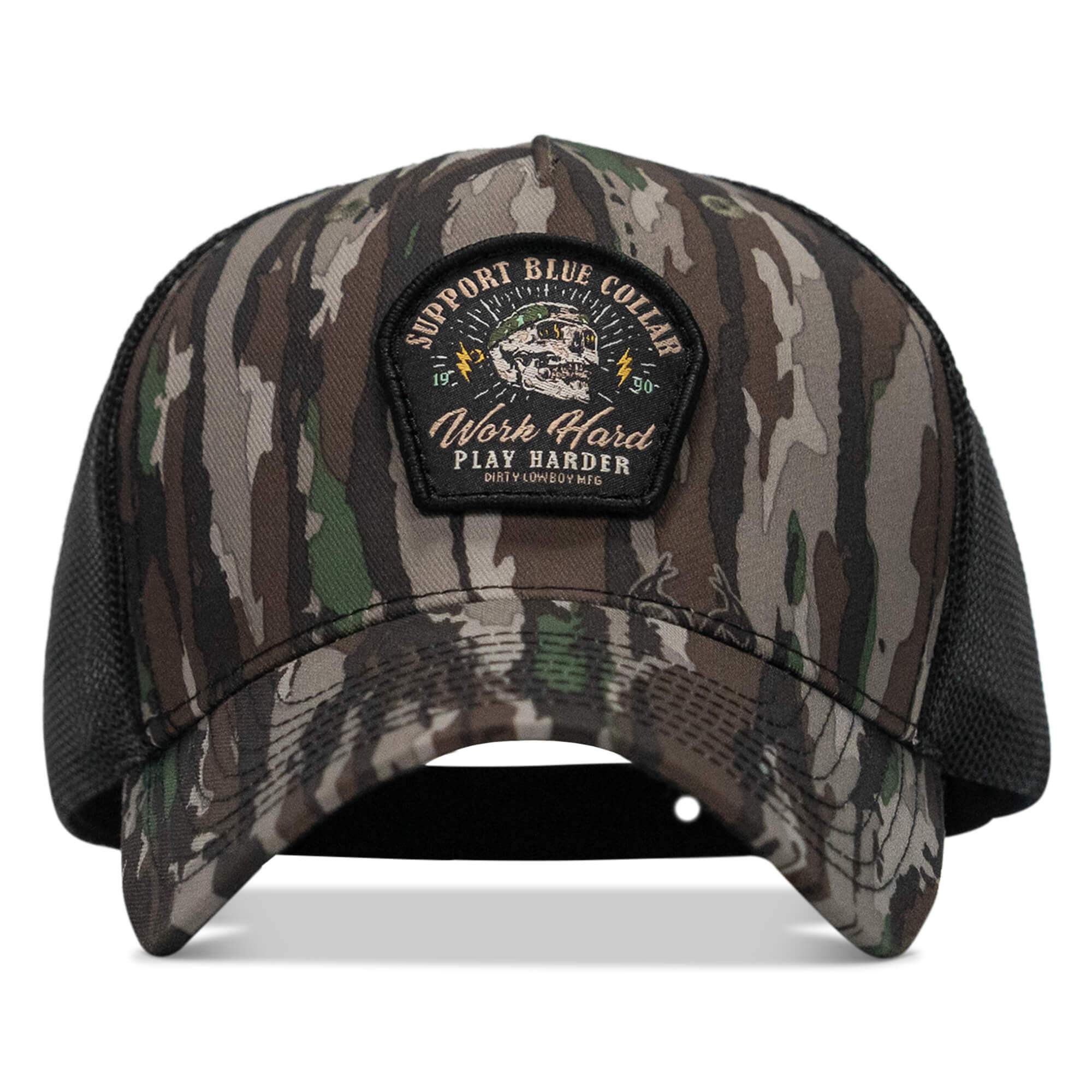 Work Hard Play Harder | Support Blue Collar Patch Snapback Hat - DIRTY COWBOY USA - Flyclothing LLC