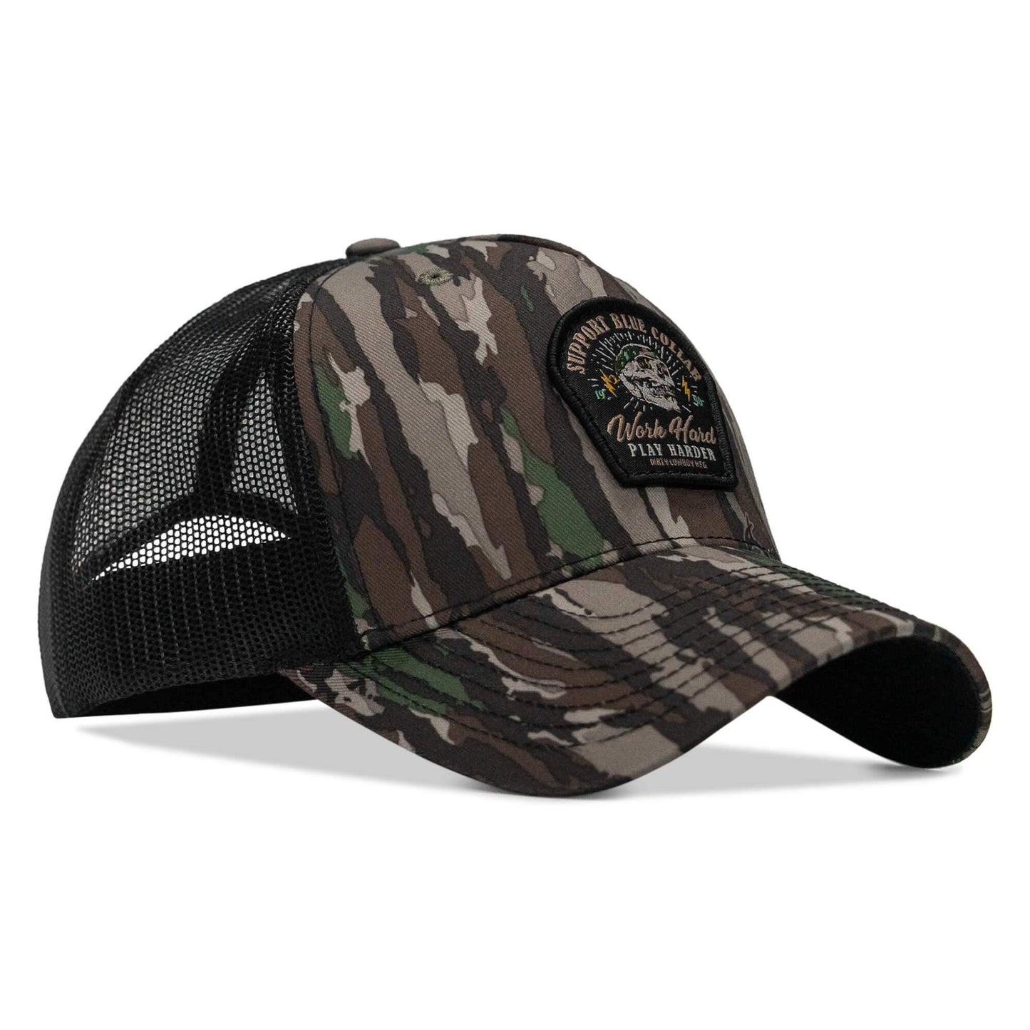 Work Hard Play Harder | Support Blue Collar Patch Snapback Hat - DIRTY COWBOY USA - Flyclothing LLC