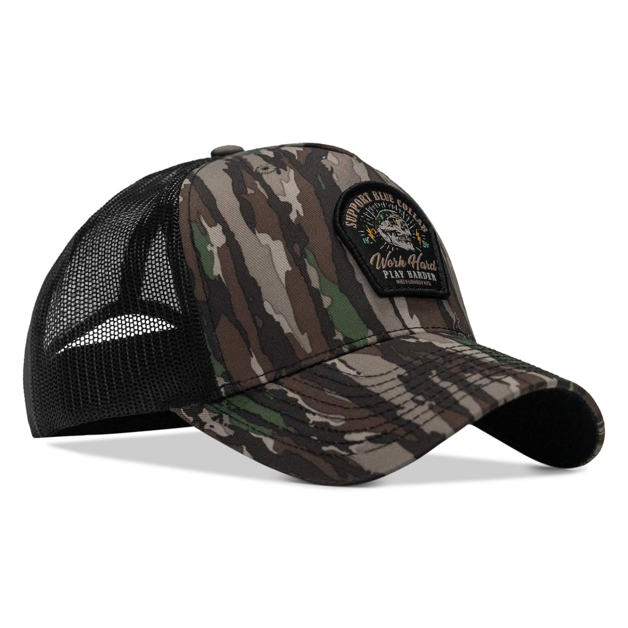 Work Hard Play Harder | Support Blue Collar Patch Snapback Hat - DIRTY COWBOY USA - Flyclothing LLC