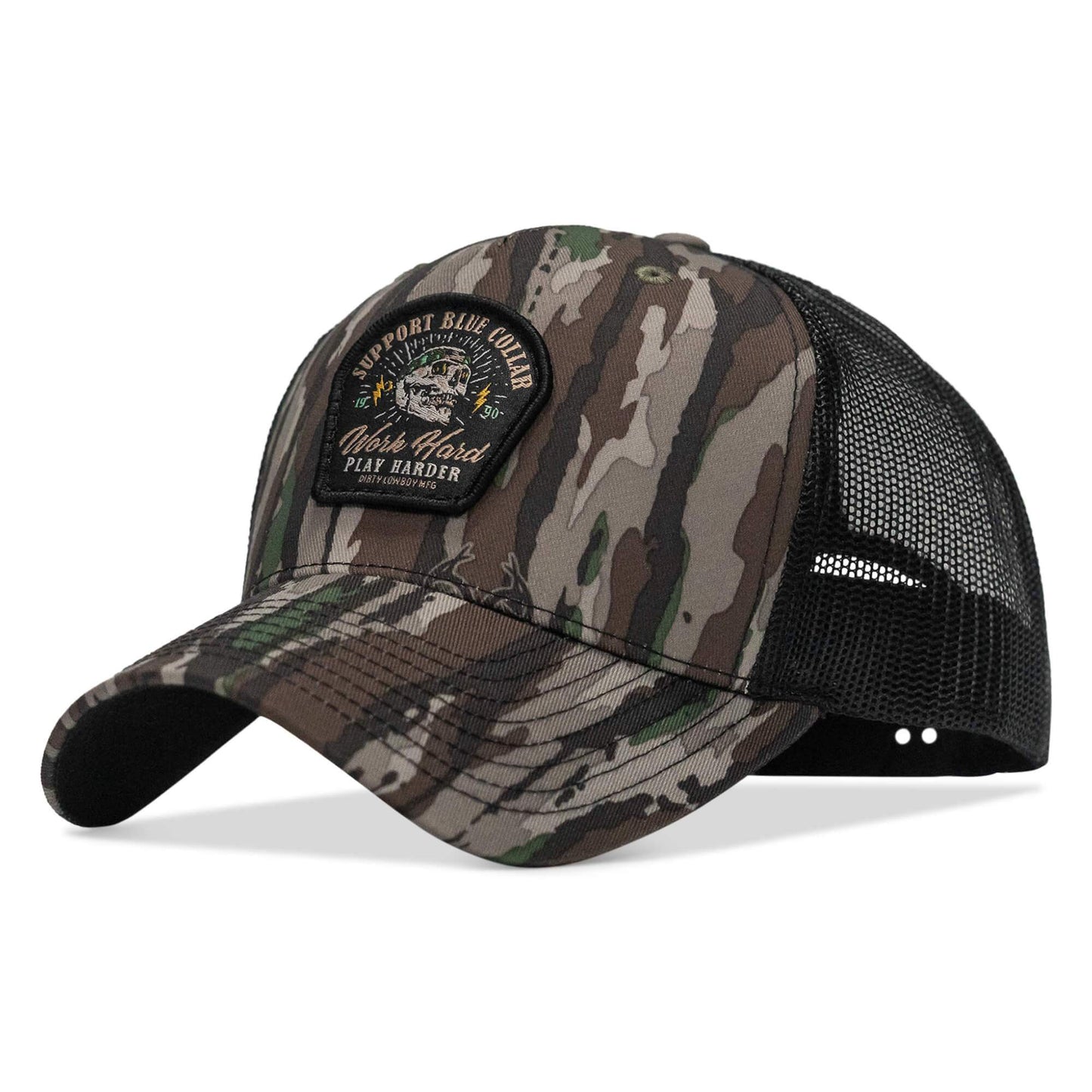 Work Hard Play Harder | Support Blue Collar Patch Snapback Hat - DIRTY COWBOY USA - Flyclothing LLC