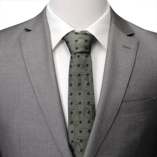 Star Wars Boba Fett Green Floral Motif Tie