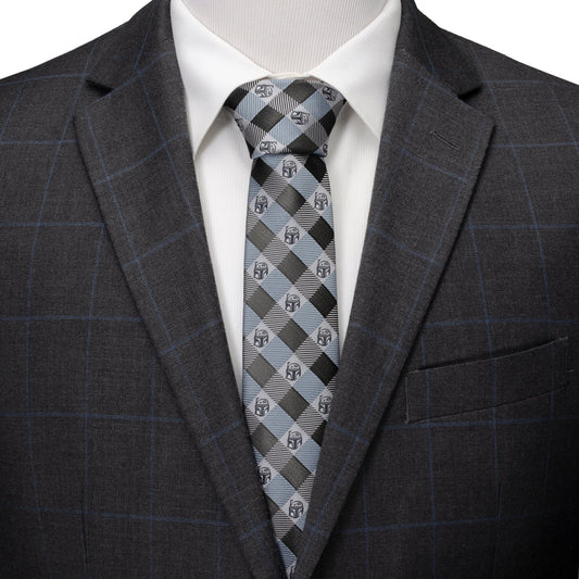 Star Wars Boba Fett Blue and Gray Plaid Tie