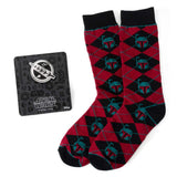 Star Wars Boba Fett Maroon and Black Argyle Socks and Crest Lapel Pin Gift Set - Cufflinks.com - Flyclothing LLC